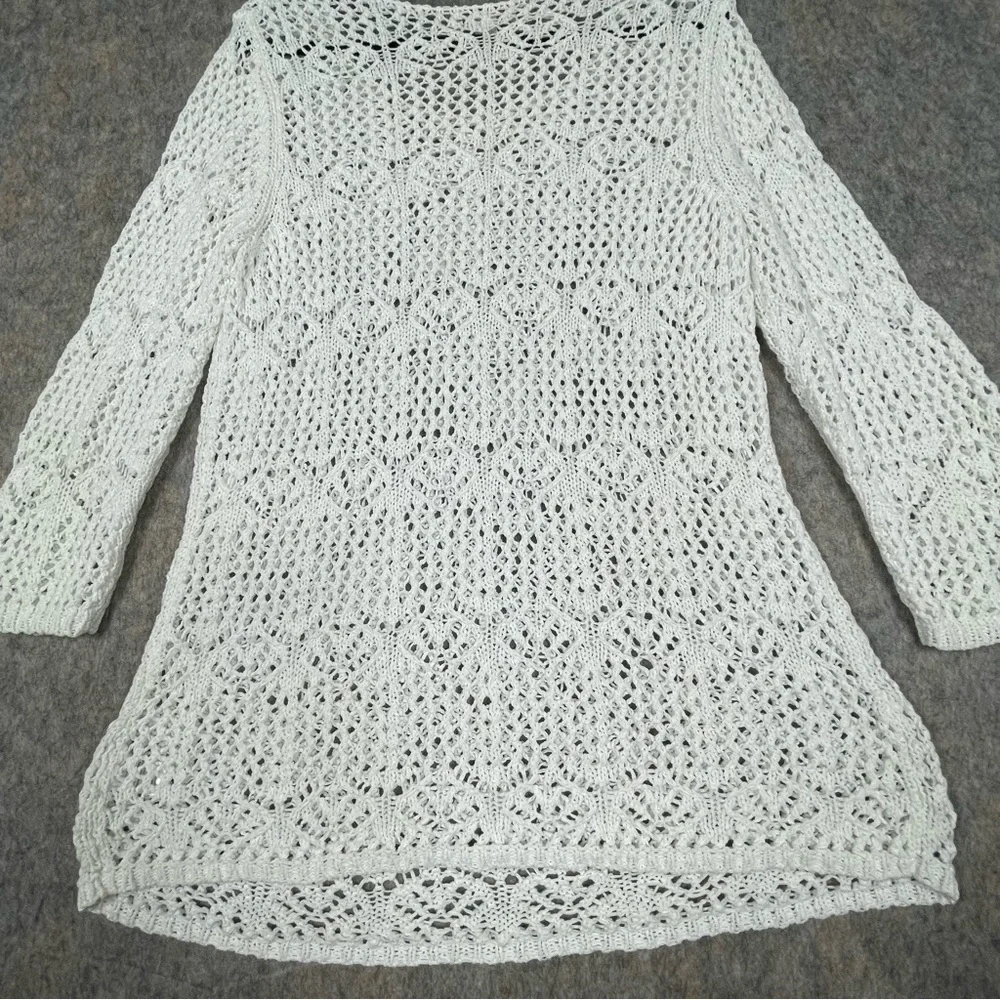 Coldwater Creek Open Knit Feminine Boho Casual Every Day Tunic Top - Sz L/14
